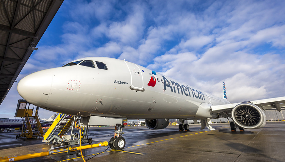 American Airlines in hangar