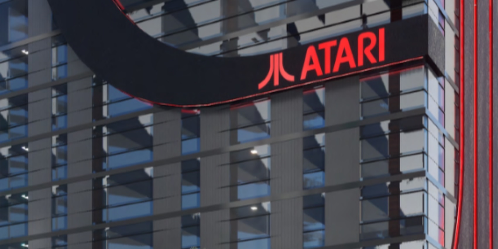 Atari hotel facade and sign