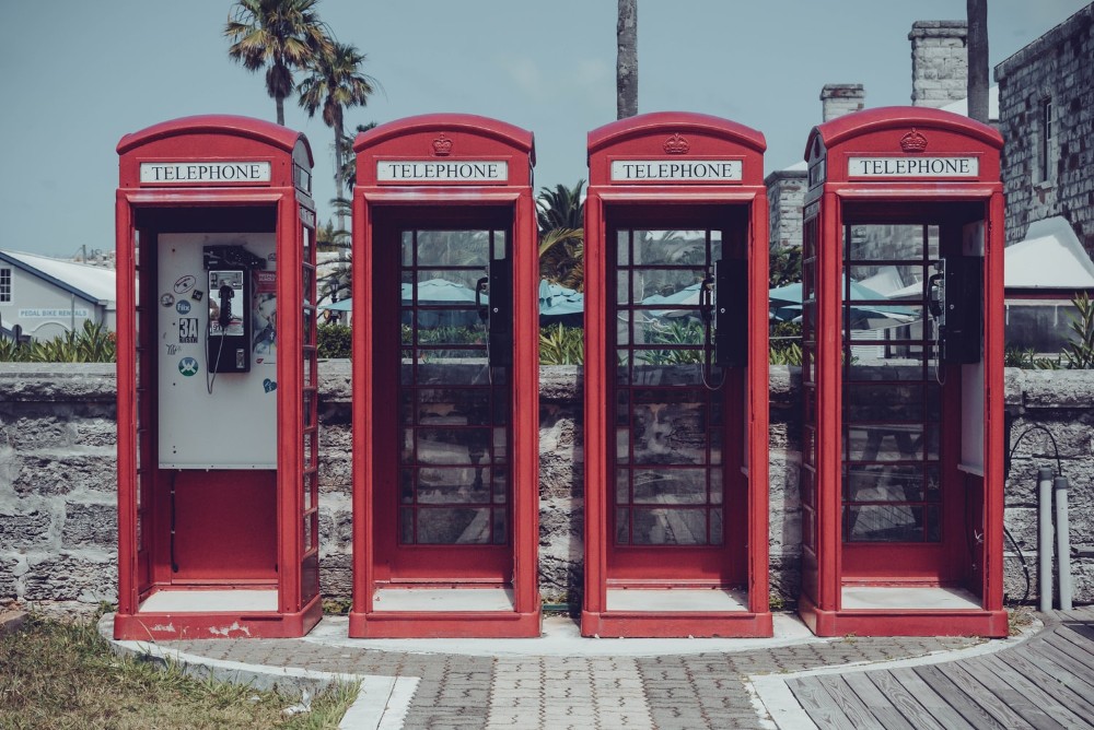 four phone booths in Bermuda