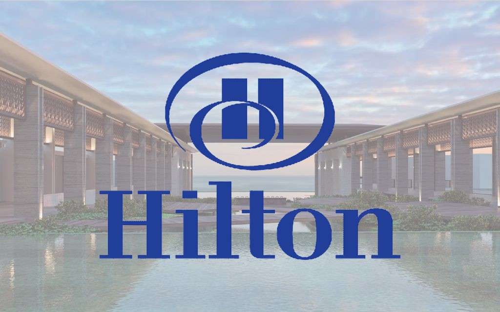 Hilton logo over the Conrad Tulum hotel in Mexico