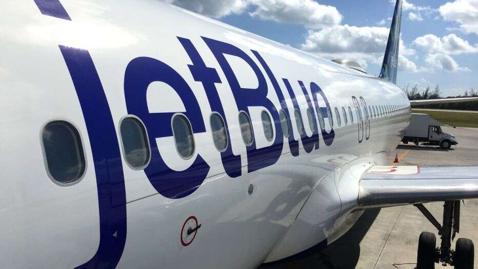 JetBlue plane on the side
