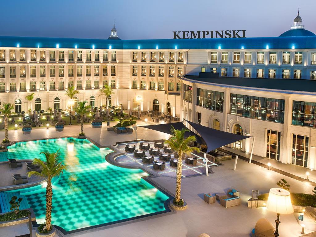 Kempinski hotel pool at night