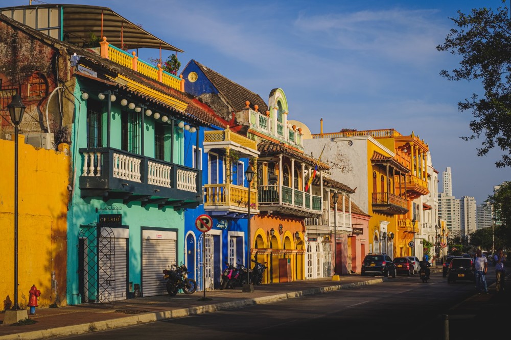 street and houses in Cartagena de Indias, Colombia