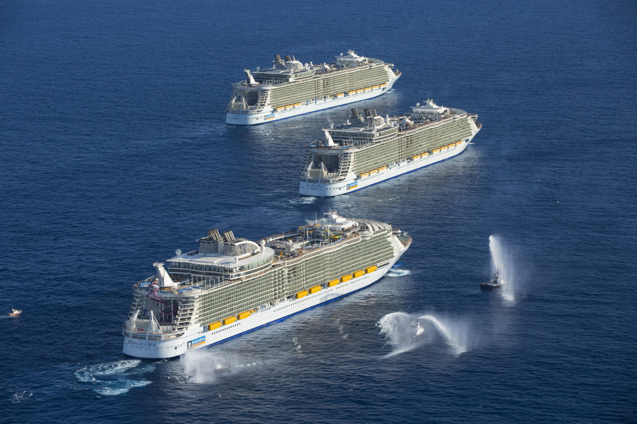 Royal Caribbean cruise ships from the air