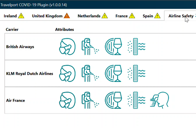 Travelport new airline health and safety tracker