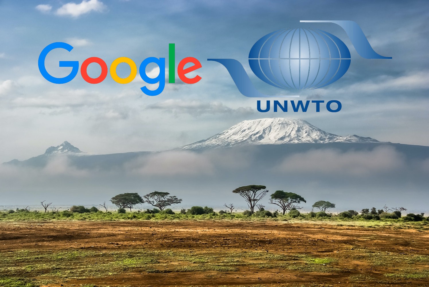 African landscape and the UNWTO and Google logos