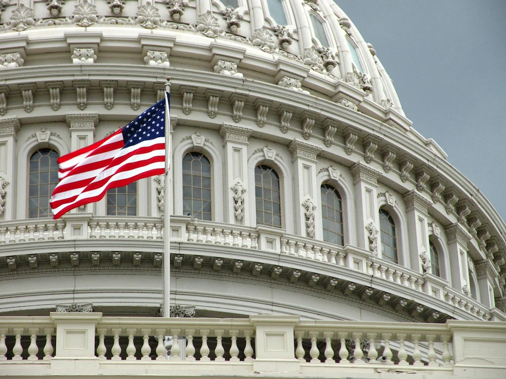 Capitol Hill and US flag