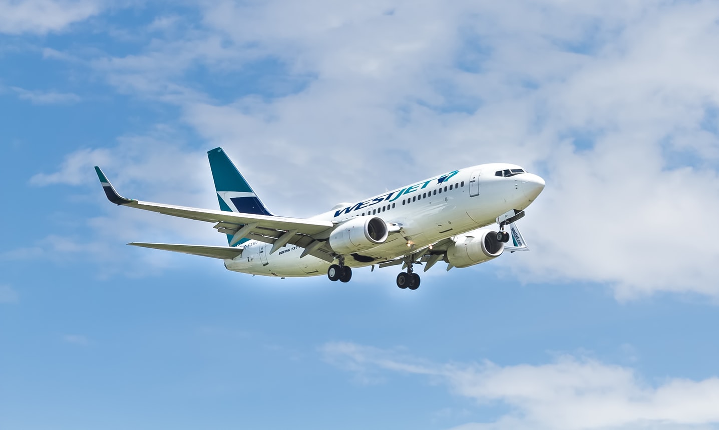 WestJet plane in flight