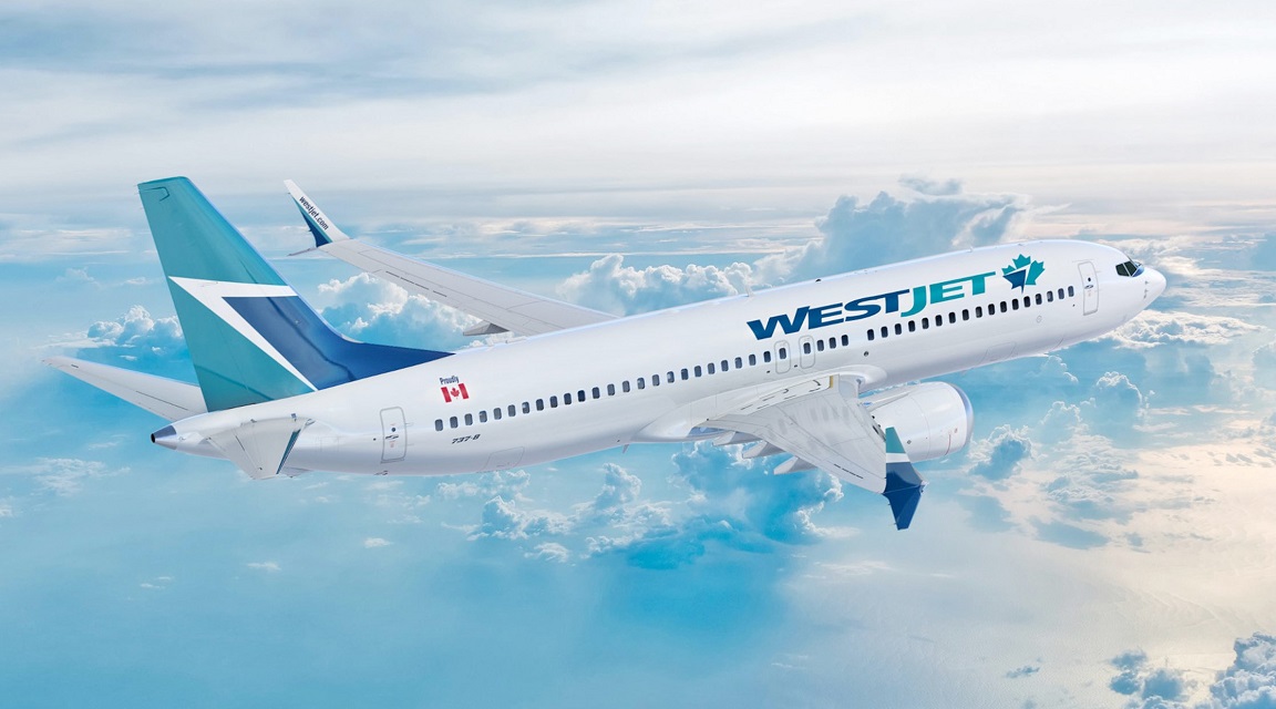 WestJet plane in flight