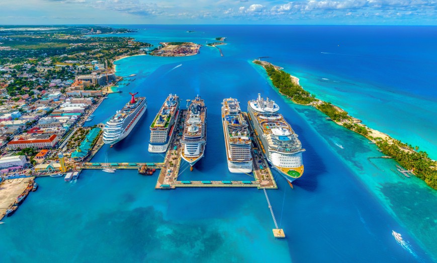 Bahamas cruise terminal from the air