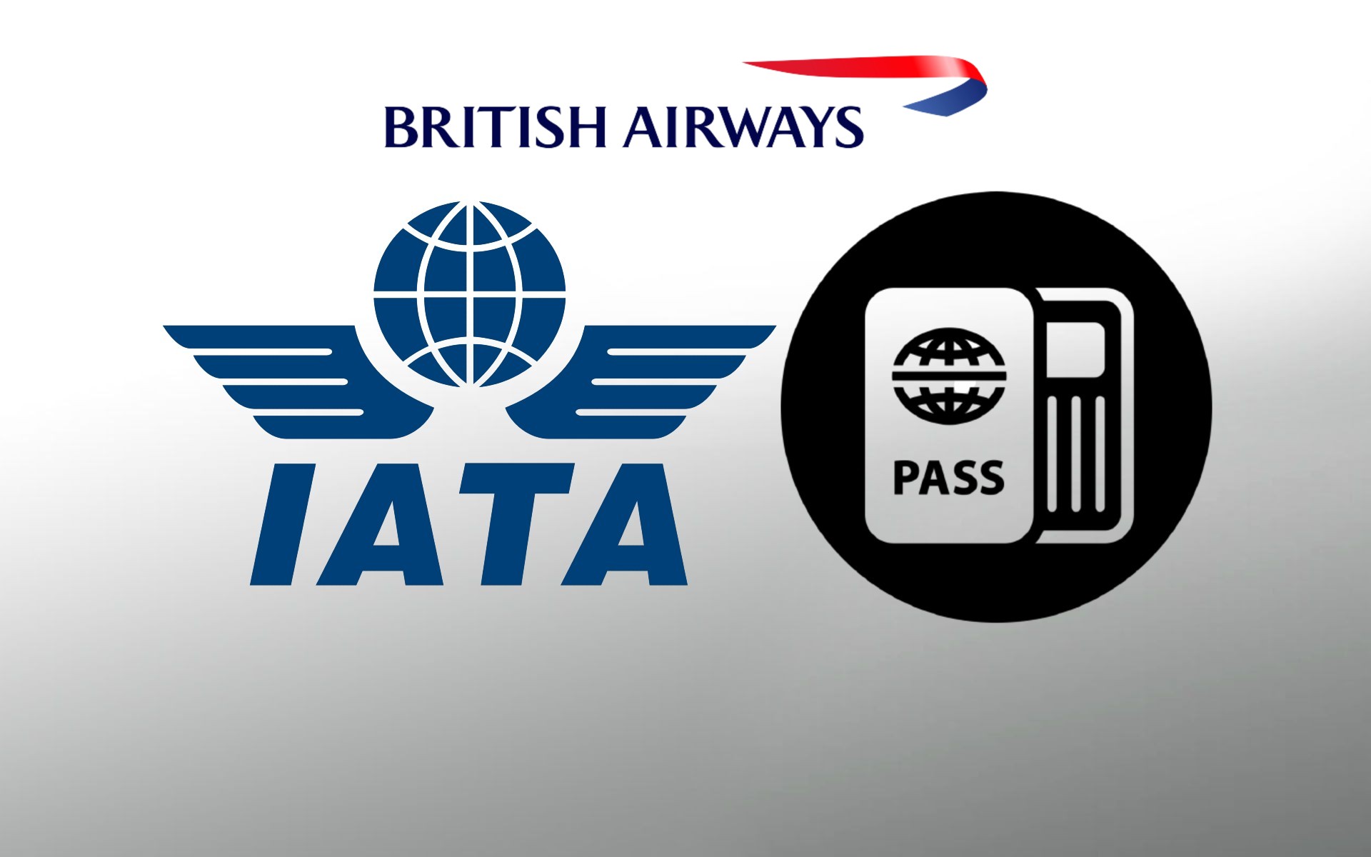 IATA and British Airways logos, Travel Pass illustration