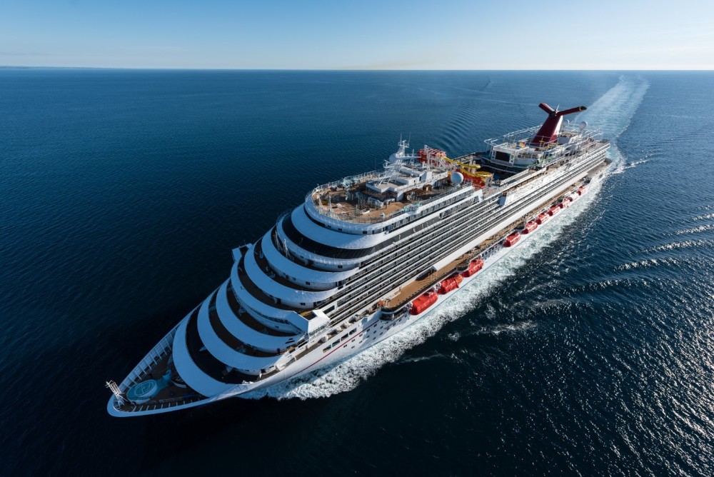 Carnival cruise line ship viewed from above