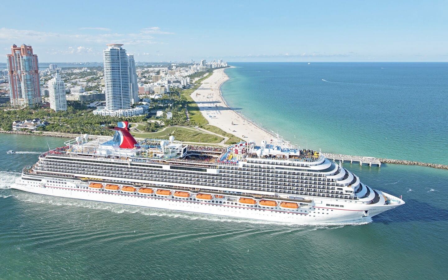 Carnival ship sailing past South Pointe