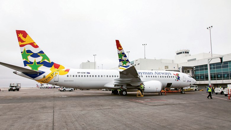 Cayman Airways plane on tarmac