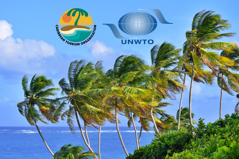 palm trees, beach, CTO and UNWTO logos
