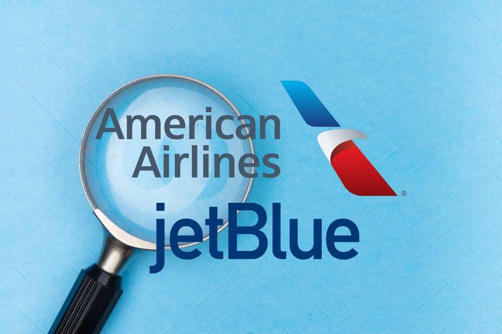 AA JetBlue logos under scrutiny