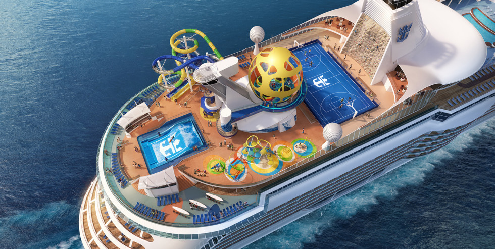 Royal Caribbean ship deck from the air