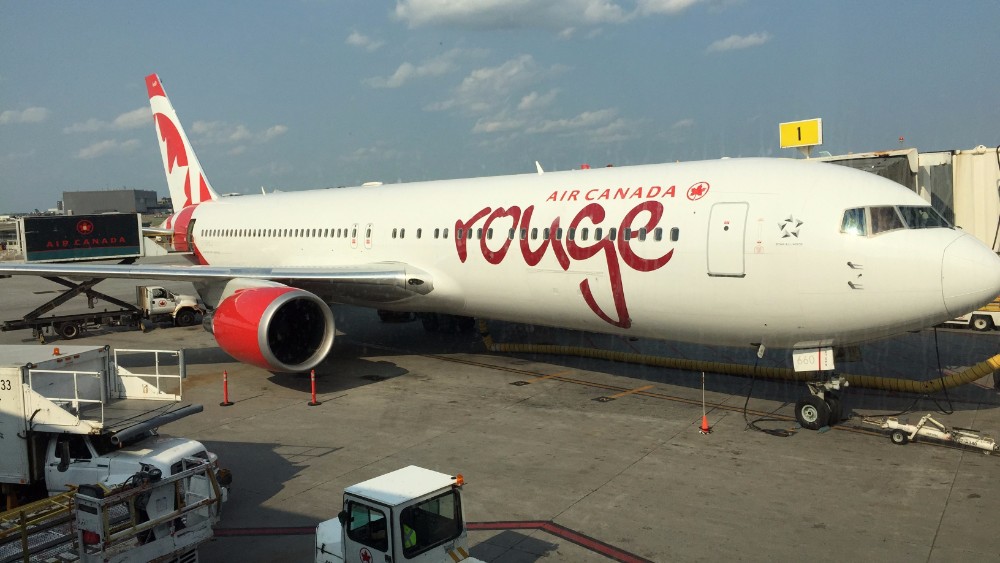 Air Canada Rouge aircraft on tarmac
