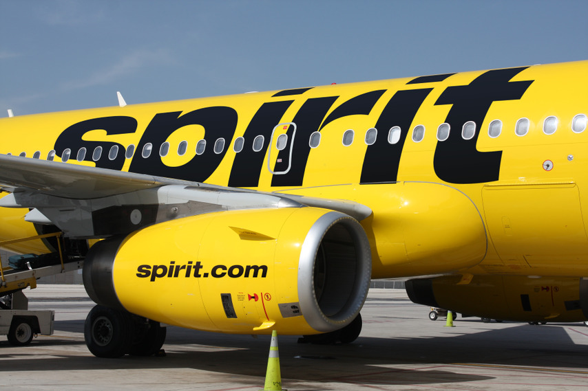 Spirit Airlines plane on tarmac