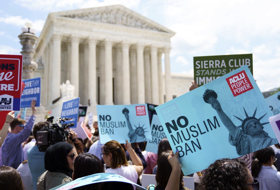 demonstrators outside the US Supreme Court
