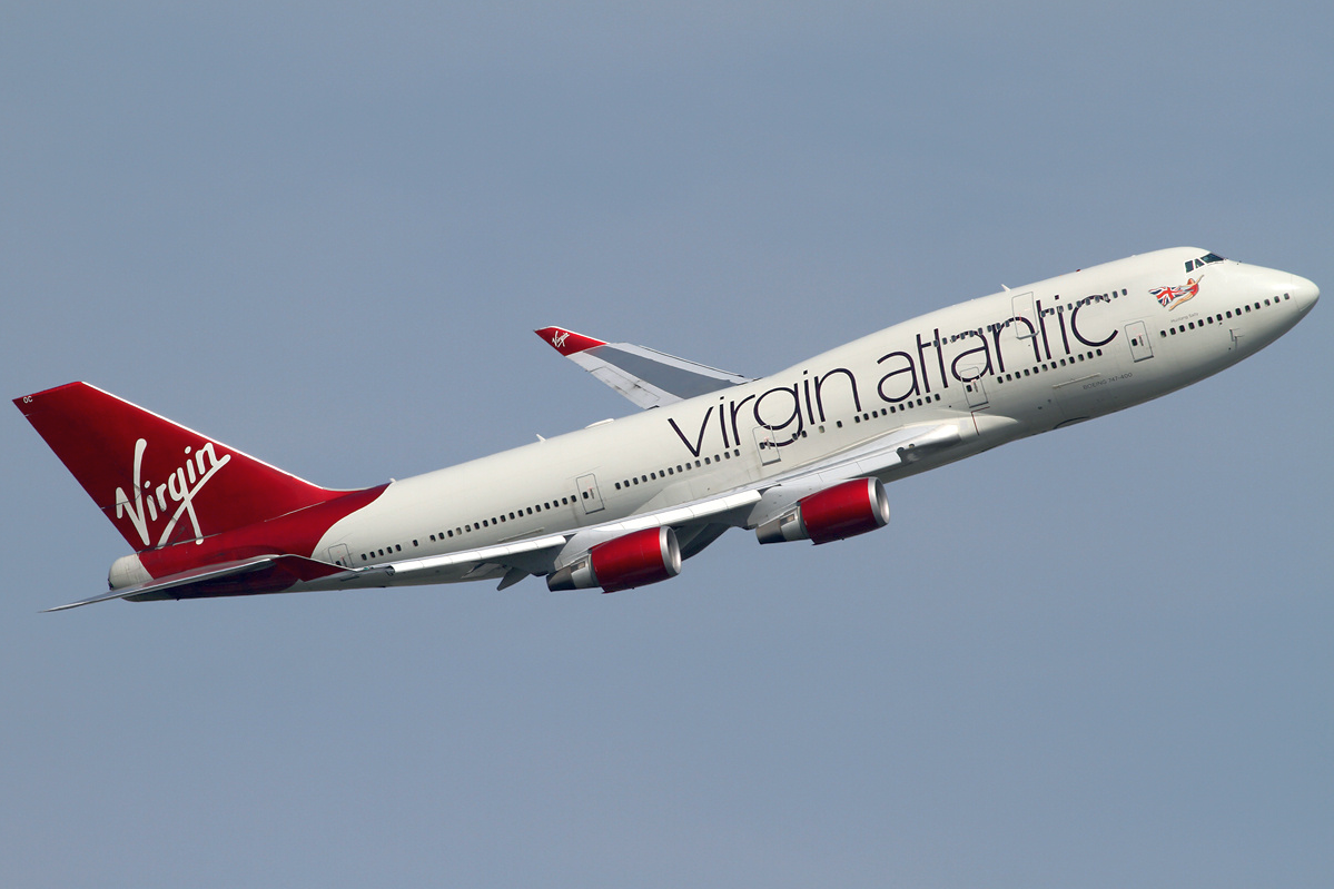 Virgin Atlantic plane in the air