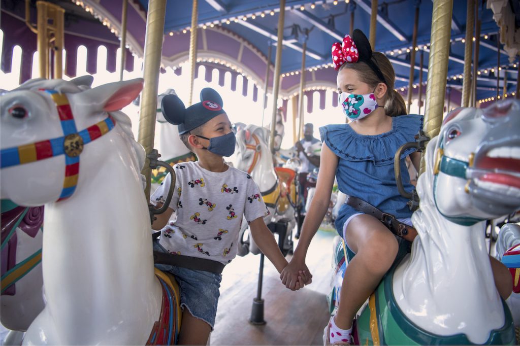 two girls in a carousel