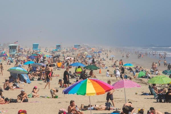 crowded California beach