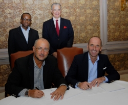 Left to right (standing) Hugh Riley and Alec Sanguinetti; (sitting) Ricky Skerritt and Josef Forstmayr Caribbean Tourism Development Company Relaunches Website to Boost Trade