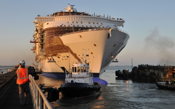 World's Biggest Cruise Ship Floats for First Time